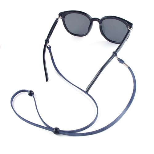 Correa para gafas - Cierre ajustable de piel sintética de 70 cm, cordón de cordón negro, collar unisex de ajuste cómodo, cadena de gafas segura para natación deportiva | Accesorio para, Azul oscuro