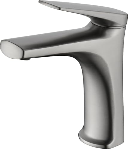 MIICE Rubinetto monocomando per lavabo, corpo rubinetteria in acciaio S.316, massima qualità anticorrosione e alta resistenza - Rubinetteria da bagno per lavabo per acqua calda/fredda colore acciaio