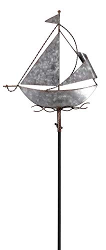 Posiwio - Spina Decorativa da Giardino a Forma di Barca a Vela, in Metallo zincato Argentato