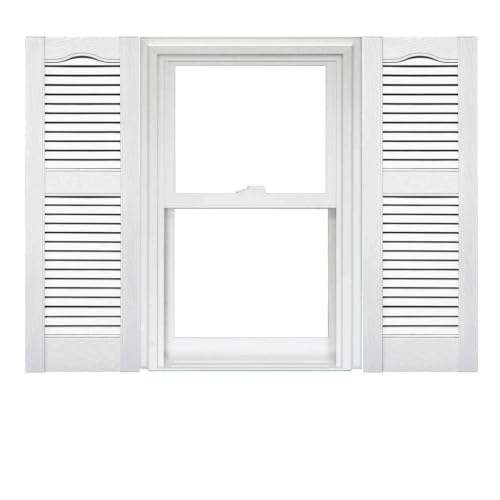 Mid America Cathedral Open Louver Volet vinyle standard (1 paire) - 12 x 43 001 Blanc