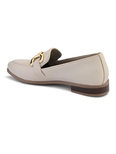 Image of San Frissco Women's Loafers | Solid Round Toe Slip-On Shoes for Women PU Moccasins with Horsebit & Buckle | Comfortable $ Lightweight for Casual, Office & Daily Use