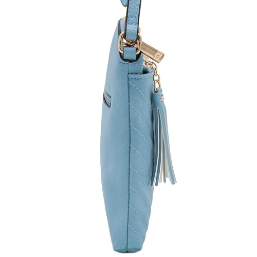 Image of FashionPuzzle Chevron Quilted Medium Crossbody Bag with Tassel Accent