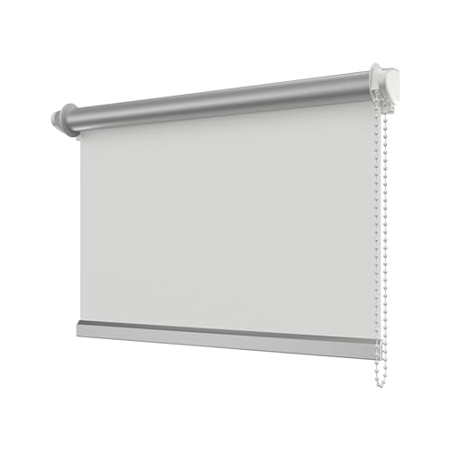 Interdeco Verdunkelungsrollos/Thermo-Rollo Weiß BxH 71 x 215 cm ohne Bohren (Klemmfix-Rollo) für Balkontüren mit Seitenzugrollo mit Silberbeschichtung