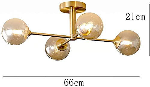 Plafonnier salon laiton G9 lustre suspension verre moderne - 4