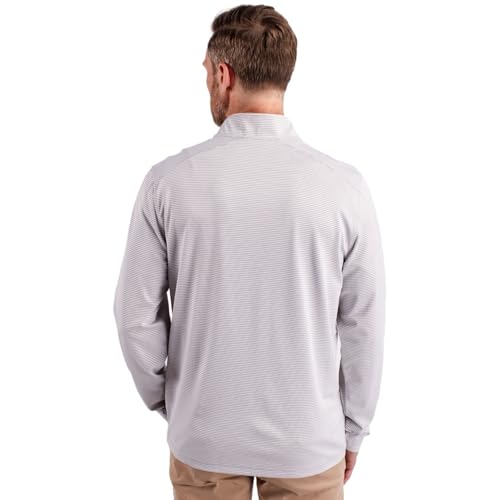 Cutter & Buck Mens Virtue Eco Pique Micro Stripe Recycled Mens Quarter Zip3