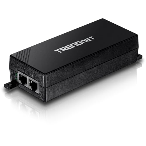 TRENDnet Gigabit Power Over Ethernet Plus Injector, PoE+ (30W) Power Network Distances Up to 100M (328 ft.), Metal Housing, Black, TPE-115GI (Pack of 1)