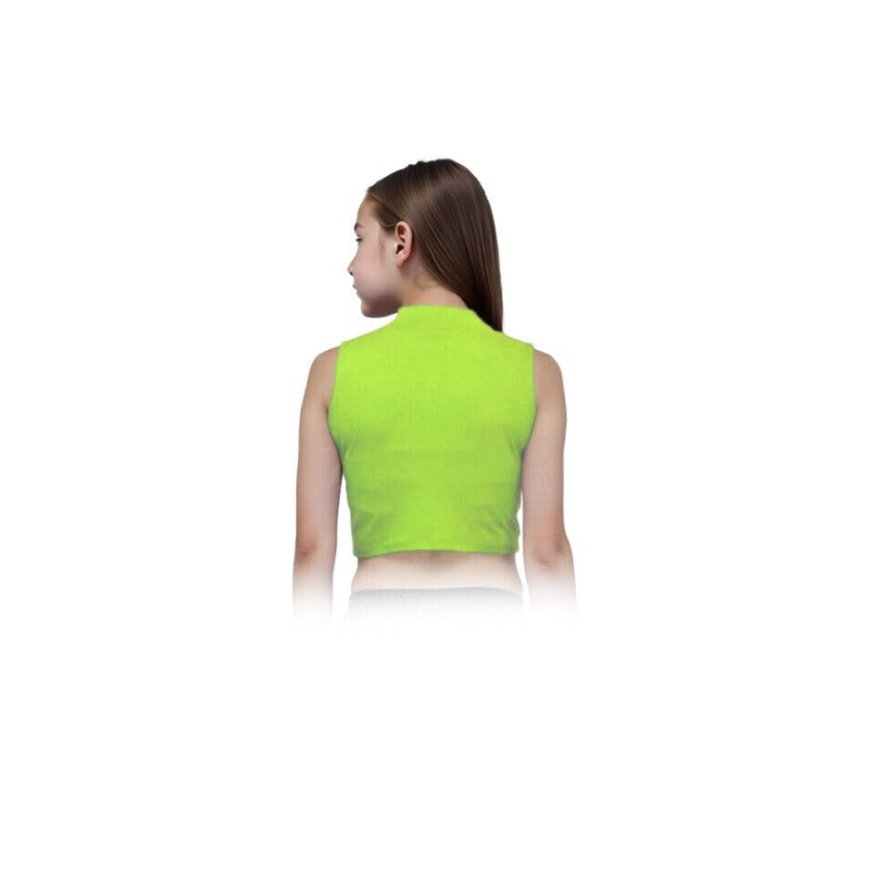 Image of Gum & Berries Girls Turtle Neck Crop Sleeveless Vest Tank Top Lightweight Disco Dance,
