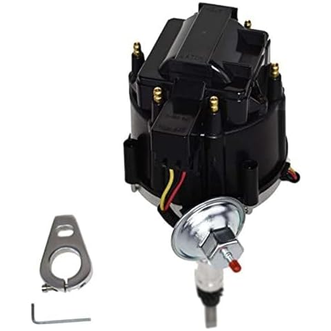 A-Team Performance HEI Complete Distributor 65K Coil Straight 6 41-62 194, 216, 235, 68-87 Compatible with Early Chevrolet Land Cruiser FJ40 FJ60 2F 3F One Wire Installation Black Cap Cover