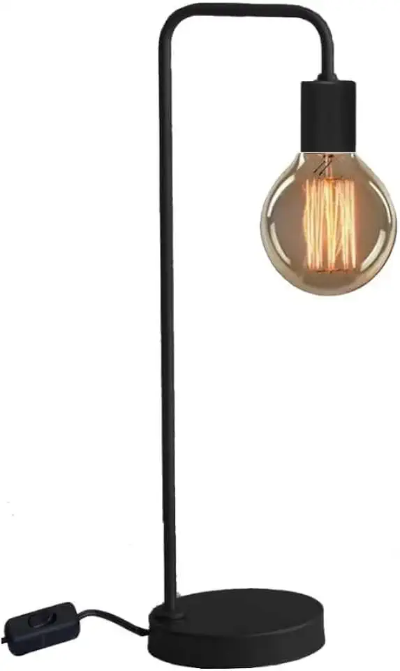 Abajur Sala Quarto Luminária De Mesa Industrial Retro (Bivolt) (Preto)