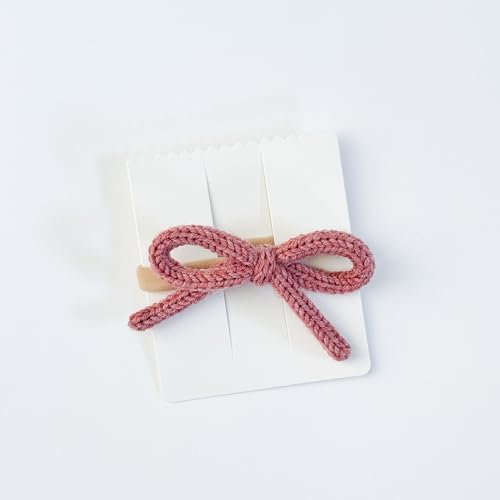 Handcrafted Merino Wool Knit Baby Bow Headband, Red, Soft Nylon Band, Classic Style, Infant Hair Accessory