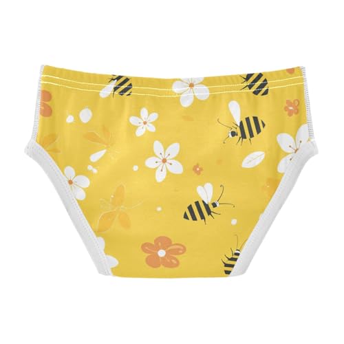 Bees on Yellow Toddler Boys Pure Cotton Kids Underwear Breathable Undies2