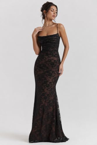 Image of Women Vintage Cream Lace Maxi Dress Romantic Long Sleevees Lace Bodycon Dress