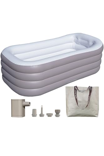 【MILAAM】 ポータブルバスタブ 「AIR BATH」 サウナ 水風呂 アイスバス 浴槽 広々サイズ プール 折りたたみ 収納バッグ付属 (エアポンプ付セット)