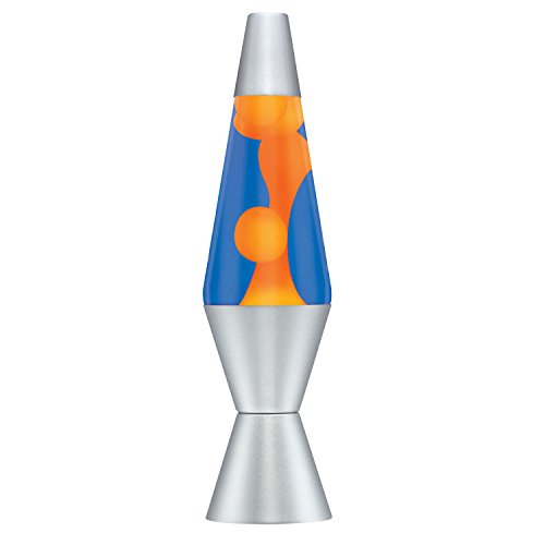 Lava The Original 2117 14.5-Inch Silver Base Lamp with Orange Wax in Blue Liquid