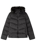 Springfield Chaqueta Corta Abullonada Sorona Con Bolsillos Con Cremallera, Cremallera Frontal, Capucha Con Pelo En El Borde Y Pinza Interior, Negro, M