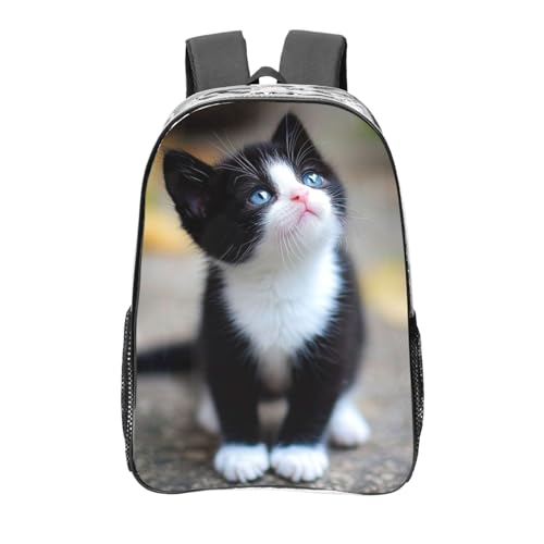 Transparent Daypack for Hiking Work Running - Big Capacity Anti-Theft Multipurpose Shoulder Bag, Black And White Cute Black Cat Travel and Sport Backpack Rucksack3