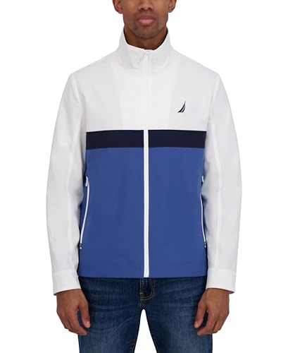 Nautica Men's Lightweight Sailing Jacket – Waterproof & Windproof, Breathable, White, Medium