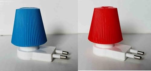 Image of GURUSOAMI Small lamp Type 2 Pin Night Lamp 0.5 Watt Plug & Play Bulb for Bedroom, Living Room, Zero Watt Light Direct Socket use for Night (Blue /RED, 2.0, Count)
