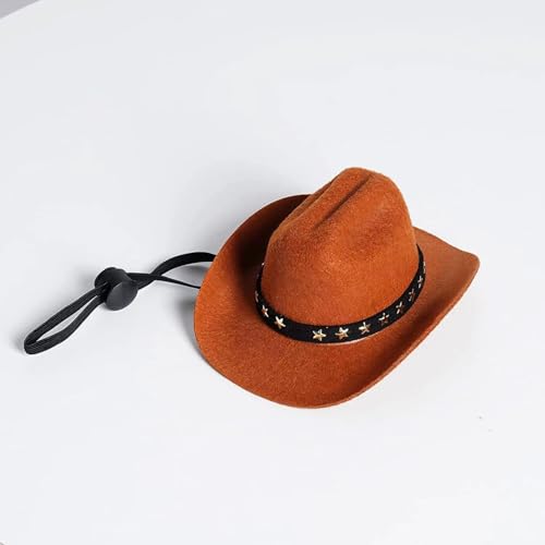 Sombrero vaquero ajustable para mascotas pequeñas miniatura 5