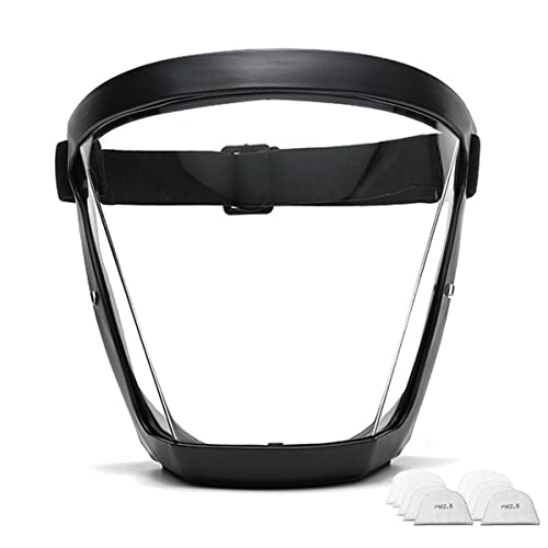 Fulier Transparent Face Mask Anti-Fog Outdoor Full Protection Face Shield Hd Clear Mask Replace Safety Glasses (Black) #TOP10