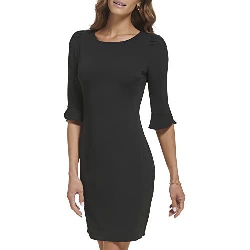 DKNY womens 3/4 Sleeve Jewel Neck Sheath Dress2