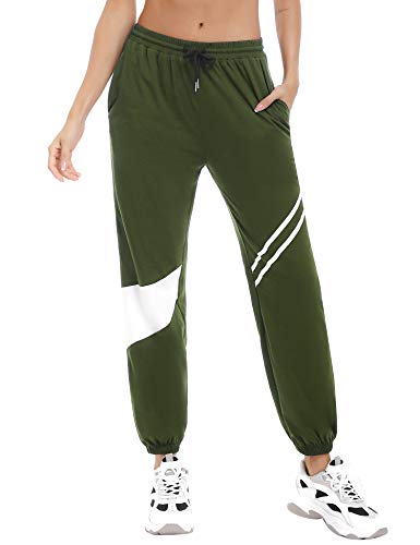 Damen Sporthosen Lang Jogginghose Loose Fit mit Tunnelzug und Seitentaschen Freizeithosen Laufhosen Fitness High Waist Traininghose Sweathose