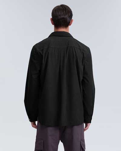 Locachy Men's Casual Corduroy Shirt Loose Button Down Corduroy Shacket Jacket2