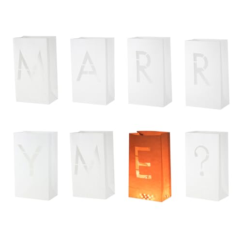 sourcing map White Paper Luminary Bags, Marry Me Sign Flame Resistant Candles Bags for Romantic Wedding Proposals, Anniversary Celebrations