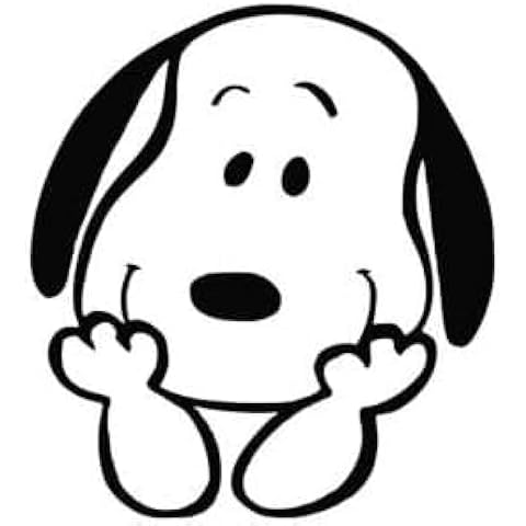 Snoophy Pea-Nuts Character Car Decal, Black Vinyl Window Sticker - Transparent Back...