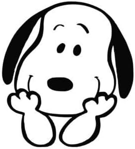 Image of Cute Dog Character Car Decal, Black Vinyl Window Sticker - Transparent Background