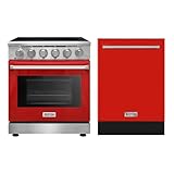 KOSTCH 30 inch Electric Range with 5 Heating Elements Cooktop, 24 inch Built-In Dishwasher 8 Wash Programs Slide In DishWasher Set, 4.55 Cu. Ft. Convection Oven Capacity, in Stainless Steel (Red)