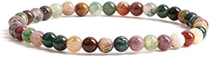 Cherry Tree Collection - Small, Medium, Large Sizes - Gemstone Beaded Bracelets For Women, Men, and Teens - 4mm Round Beads (Indian Agate - Medium)