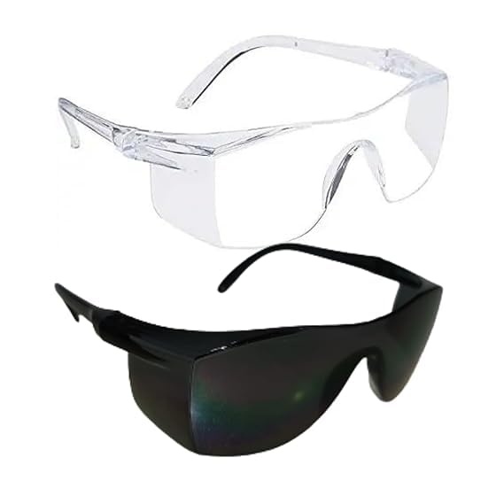 Image of FLAXI All Day, 24 Hour Driving Wrap Around Sports Unisex Sunglasses| Goggles for Road Rider Bikers Cars Travelling Hiking Cricket (CLEAR&BLACK) | Eye Protection from dust and UV rAYS(PACK OF 2)