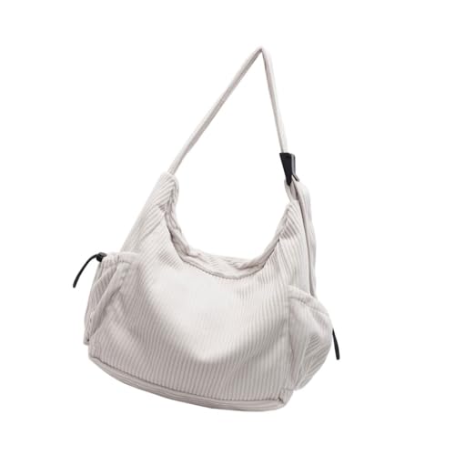 Sac bandoulière velours côtelé beige confortable et grand format