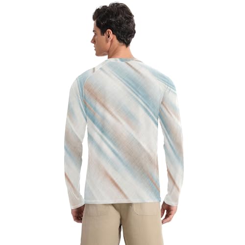 Earth Dye Stripes Long Sleeves UPF 50+ Slim fit Comfort Mens Sun Shirts UV Protection Long Sleeve Summer2