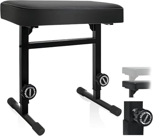 NBYTLT Adjustable Height Piano Bench, PU Leather Music Keyboard Bench Seat, Heavy Duty Piano Stool with Padded Cushion for Musicians, Black