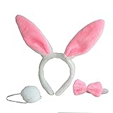 karneval kostüm hase damen 【Packungsgröße】2 Sätze pro Packung,enthalten ist ein Haarreifen mit Ohren,eine Fliege sowie ein Schwanz.Länge 30 cm,Breite 20 cm.