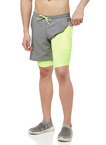 Image of TRUEREVO - 2 in 1 Running Sports Shorts for Men with Mobile Phone Pocket - Quick Dry & Lightweight Moisture-Wicking Active Wear, Gym Shorts for Men Workout - Double Layer Half Pant with Inner Tights