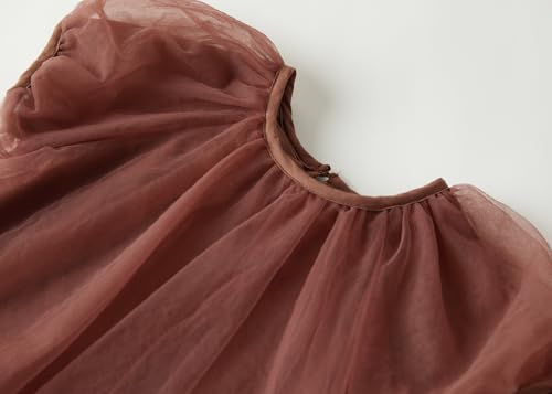 Rysly Toddler Girls' A-Line Tulle Party Dress with Bubble Sleeves Cotton Lining Flowy Layered Play Dress for Kids3