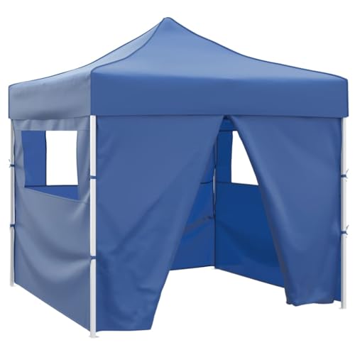 vidaXL Vouwtent met 4 Zijwanden 3x3 m Blauw Partytent Feesttent Tuin Klaptent - Afbeelding 4