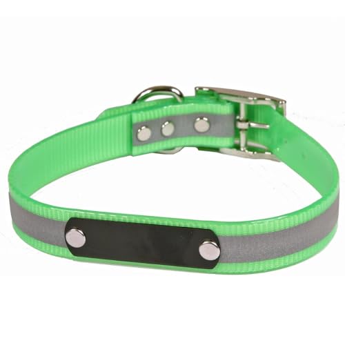 Personalized Reflective Dog Collars for Medium Dogs | Spring Green Dog Collars | Laser Engraved Dog Collar with Name Plate | Odor-Proof Customized Dog Collars