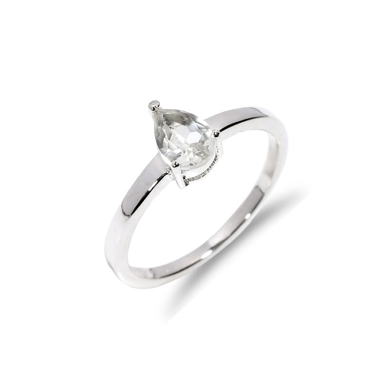 Bague améthyste verte poire bijoux naturels argent sterling R-056-24