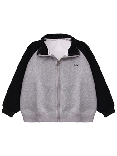 TiaoBug Kids Boys Girls Long Sleeve Zip Up Stand Collar Jackets Running Workout Track Jacket Outwear Tops3