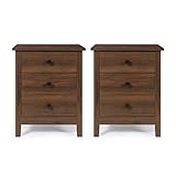 GBU Bedroom Nightstands - Set of 2 Wooden Night Stands with 3 Drawers for Home Bedside End Table...