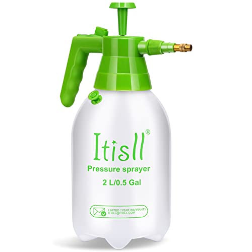 Itisll 2L Hand Pump Pressure Sprayer, 0.5 Gallon Garden Mister | Brass…