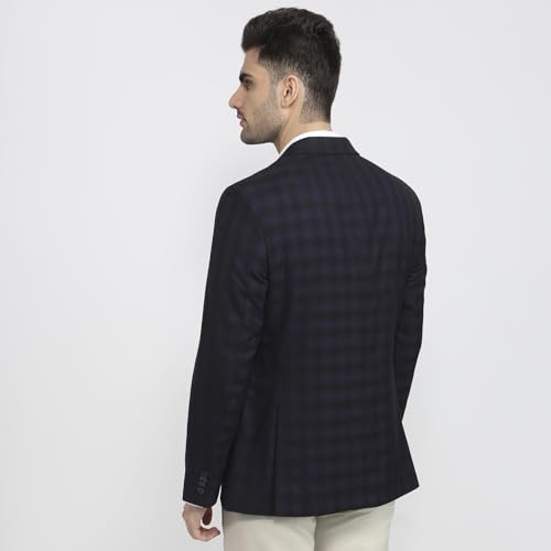 Image of Park Avenue Men Regular Fit Jacquard Pattern Poly Viscose Blend Peak Lapel Full Sleeve Formal Jacket