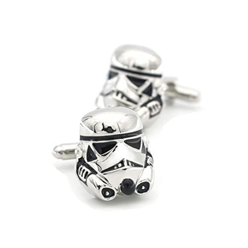 GAUEIOUR Gemelos de Stormtrooper, accesorios de moda para camisa, regalos personalizados para hombre (plata), 3cm, acero aleado