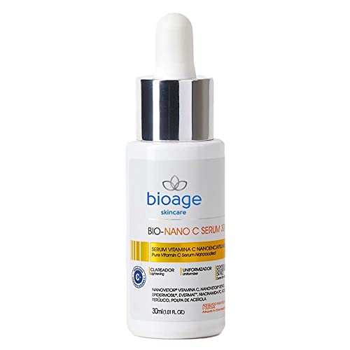 Bioage Bio-Nano C Sérum Facial 30% 30ml - Sérum Concentrado de Vitamina C Nano e Niacinamida Clareador Antienvelhecimento Rugas Linhas