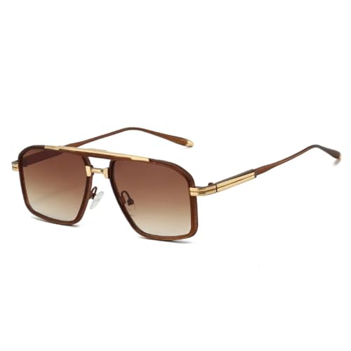 Lunettes de soleil pour hommes et femmes monture à double pont en métal verres dégradés