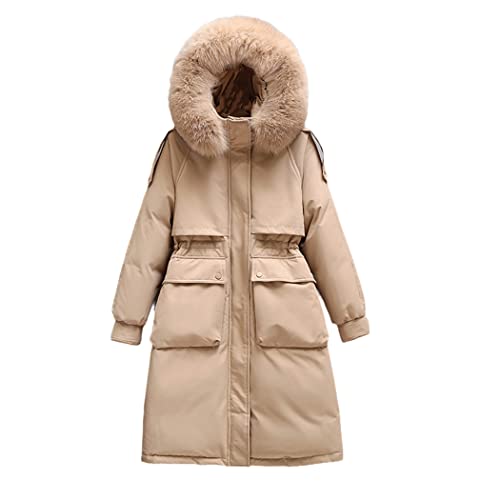 Parka à capuche femme contre le grand froid veste longue en duvet kaki L